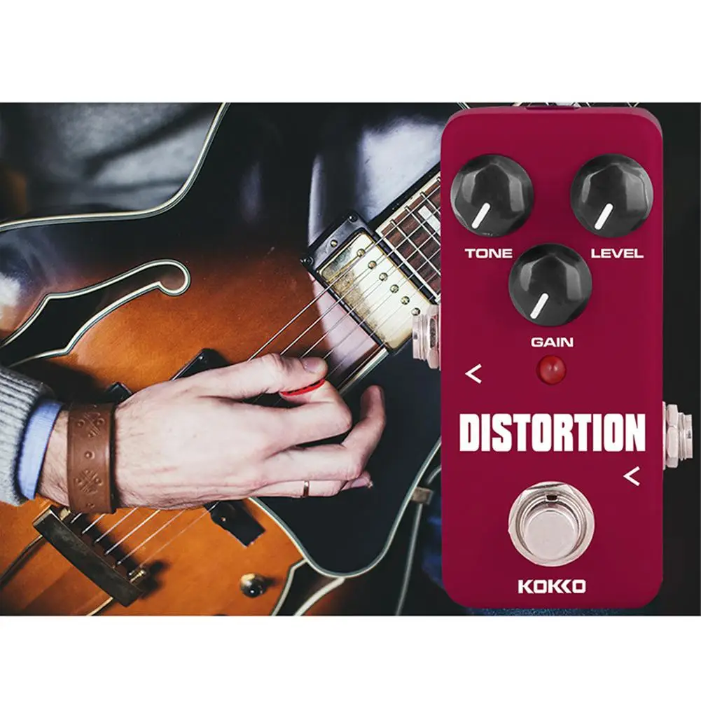 KOKKO FDS-2 Mini Nešiojamieji Multi-effects Distortion Pedalą, Raudona Gitara, Efektu Pedalas Styginiai Sintrument Priedai