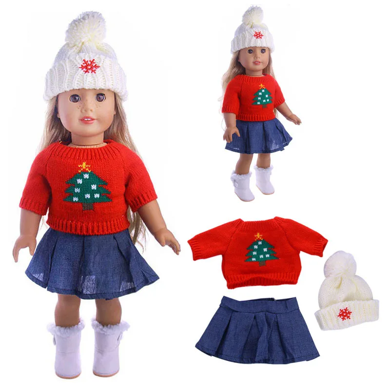 Kalėdų Džemperis Skrybėlę 18 Colių Naujas Kūdikis Reborn Lėlės Drabužiai Žvaigždžių 43 cm Amerikos Lėlės, Žaislai Merginos Kalėdų Dovana