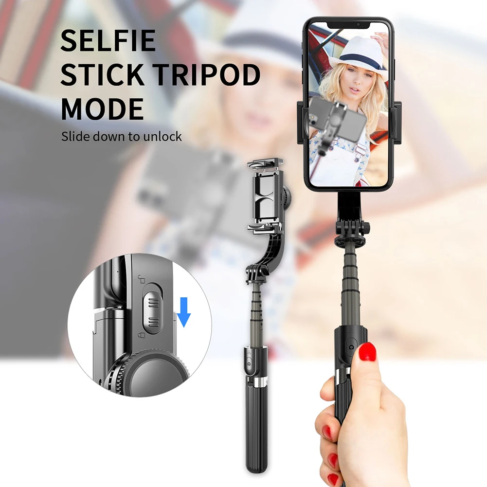 L08 Nešiojamą Išmaniųjų Telefonų Gimbal Stabilizatorius Turėtojas Anti-Shake Bluetooth Nuotolinio Valdymo Užrakto Selfie Stick Plečiama Trikojo