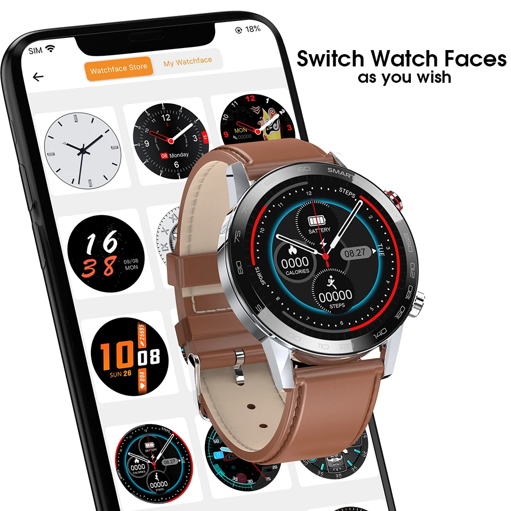 L16 360*360 Didelės Raiškos Smart Watch Vyrų Ekg Ppg TFT Ip68 Vandeniui Smartwatch 