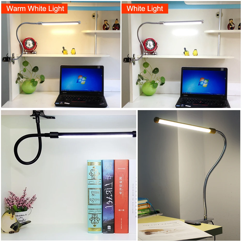 LED Stalo Lempa su Lanksčia Įrašą Skaitymo Lempos Baltos Šviesos + Šilta Šviesa, Akių Apsauga, Miegamojo, Biuro Darbo Tyrimą Šviesos.