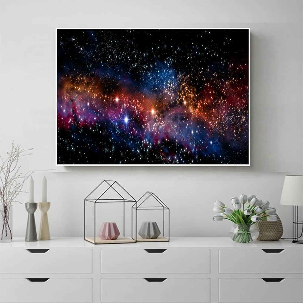 Laeacco Star Drobės Tapybos Galaxy Ūkas Erdvė Žvaigždėtas Dangus Namų Dekoro Plakatas Astronomijos Sienos Nuotrauka Už Kambarį Apdaila