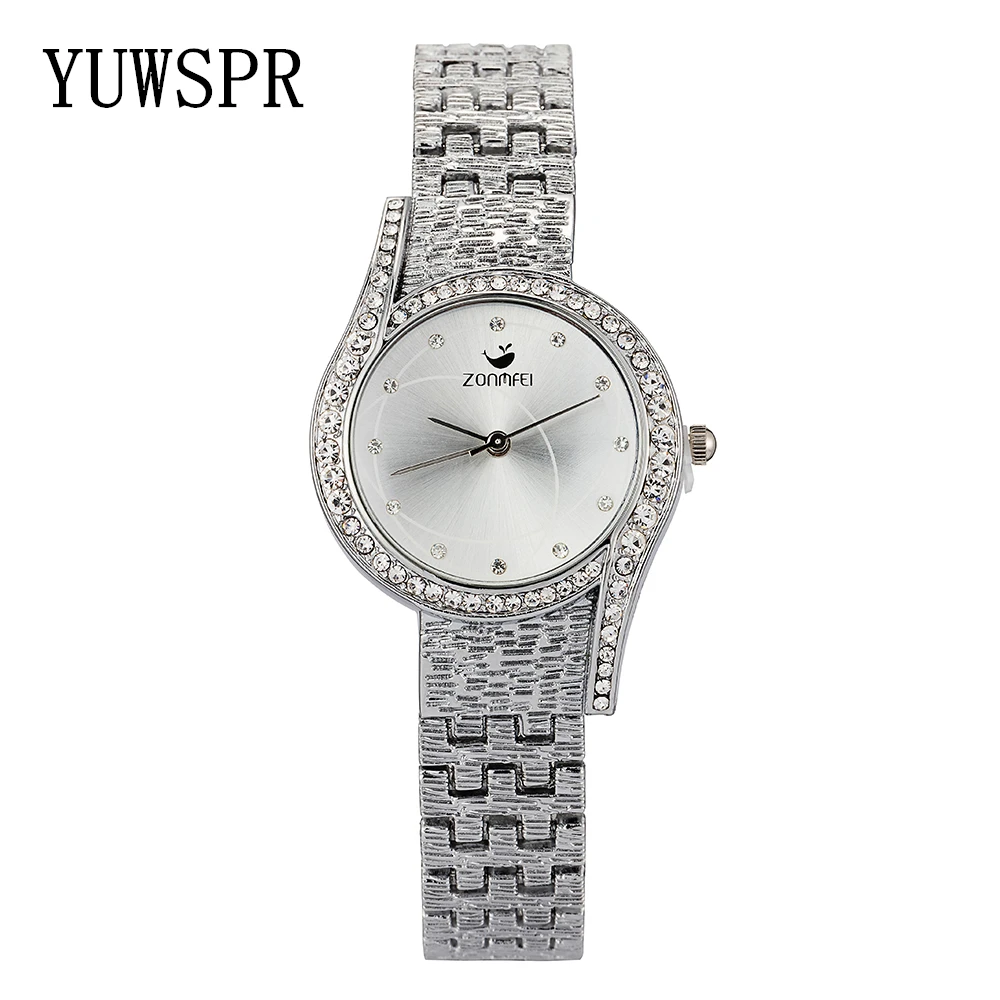 Laikrodžiai Moterims 3 VNT Mados Žiūrėti Elegantiškas Diamond Apyrankės Mados Ponios Laikrodis Moteris Dovaną ZM012-Ruda