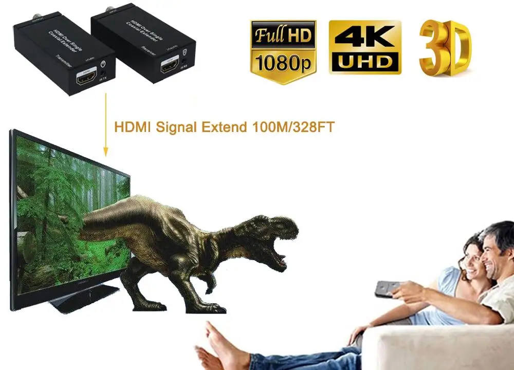Luiizans HDMI Extender Per Vieną Bendraašius kabelius IR 100M/328FT 1080P HDMI Signalą Extender Siųstuvas ir Imtuvas