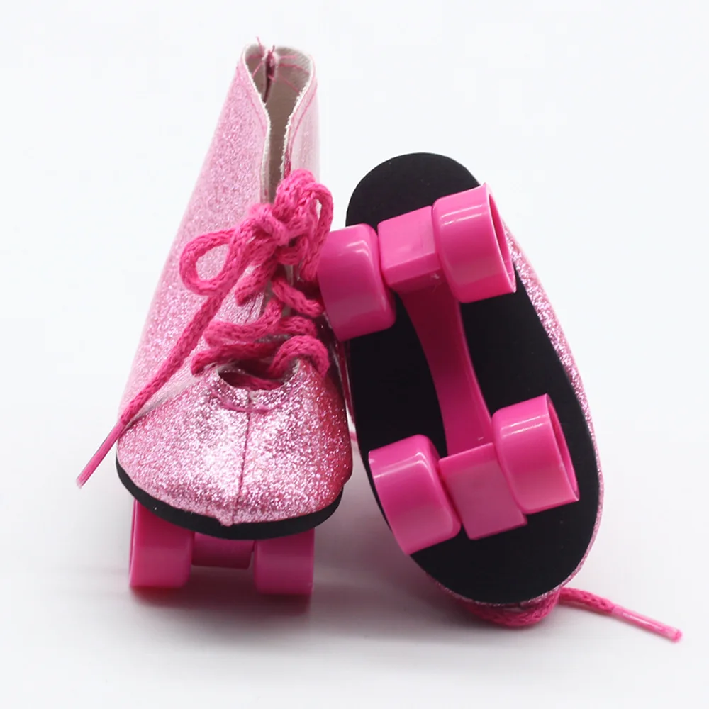 Lėlės Batai Riedučiais Batai 18 Cm Amerikos žaislų Kietas Rožinė ir Violetinė Slenkamoji Batai Roller blade Lėlės Priedai