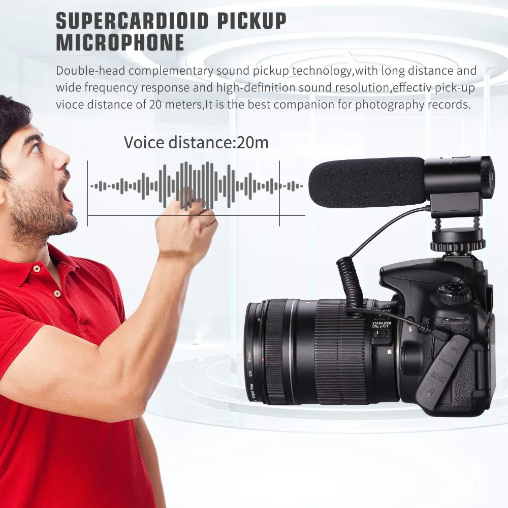 MAMEN MIC-03 Kamera, Mikrofonas (3,5 mm MIKROFONO Kištukas Kondensatoriaus Įrašymo Microfone Už Nikon 