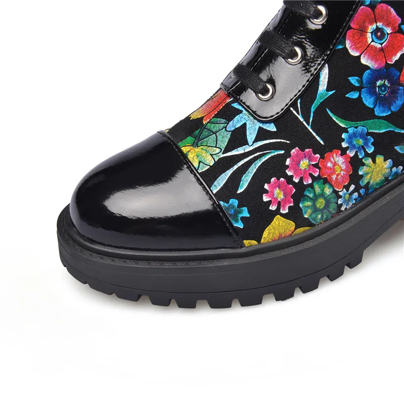 MORAZORA 2020 m. žiemą laikyti šiltai kelio ilgi batai med kulniukai, suapvalinti tne batai moteris mados gėlės natūralios odos moterų batai