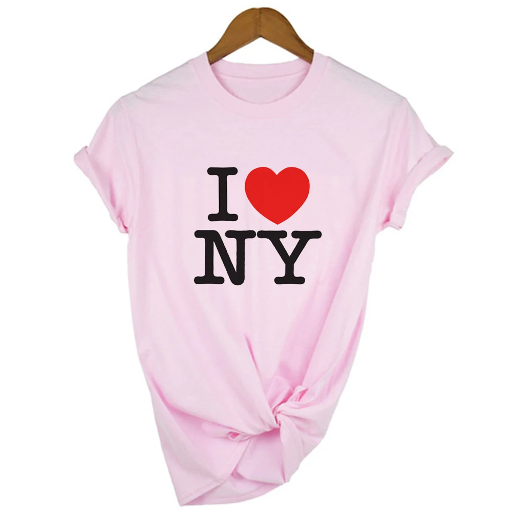 Mada Vasarą Moterys T Shirt I Love NY Spausdinti Grafinis Tees Trumpas Rankovės 90s Estetinės Atsitiktinis Moterų Drabužių Viršūnes Ropa Mujer 2020 m.