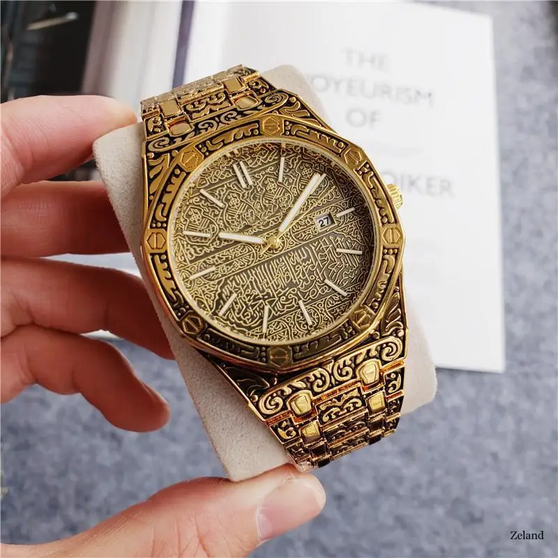 Mados kvarciniai laikrodžių vyrams, Prekės ženklo prabangus Retro aukso nerūdijančio plieno žiūrėti vyrų aukso mens watch reloj hombre