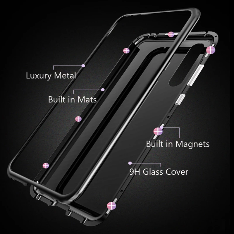 Magnetinės Metalo Atveju iPhone, 11 Pro Max 11 Pro 11 Hibridas, Bamperis, skaidraus Stiklo Back Case For iPhone XS Max XR XS X 7 8 6 6S Plius