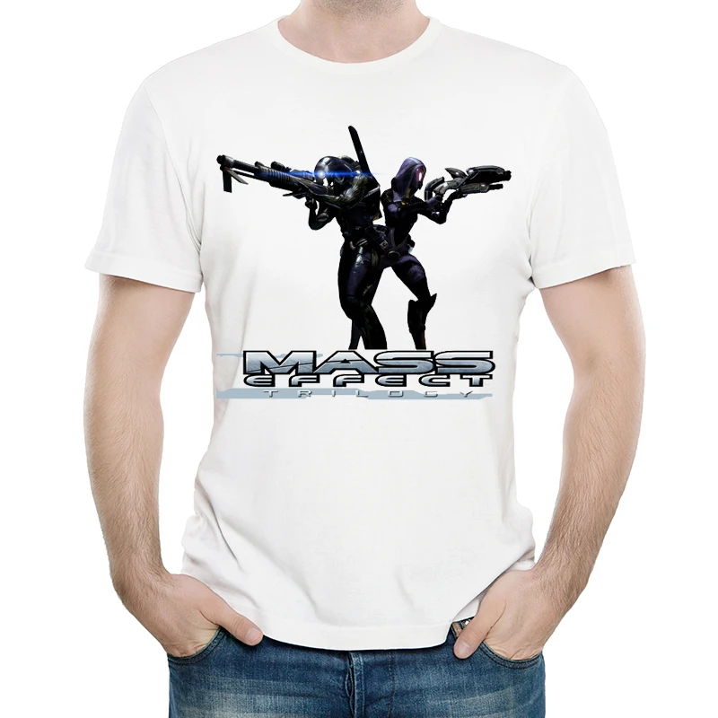Mass Effect Marškinėliai Baltos Spalvos Vyriškos Mados Trumpas Rankovės Žaidimas Mass Effect T-shirt Viršūnes Tees marškinėlius Atsitiktinis marškinėliai