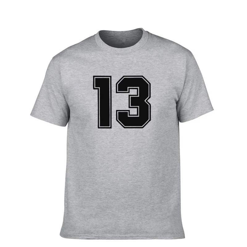 Medvilnės mens t shirts kamuolys ventiliatorių skaičius 13 print T-marškinėliai kieto spalvų Atsitiktinis trumpomis rankovėmis Viršūnes Harajuku marškinėliai korėjos Vyrų drabužiai.
