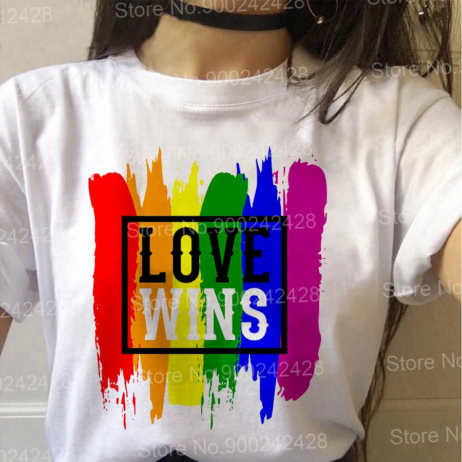 Meilė Laimi marškinėliai moterims Harajuku Estetinės Akvarelė rašalinis LGBT Pride Tees Ulzzang Gėjų Meilė Yra Meilė tshirts Tumblr Grunge Viršūnės