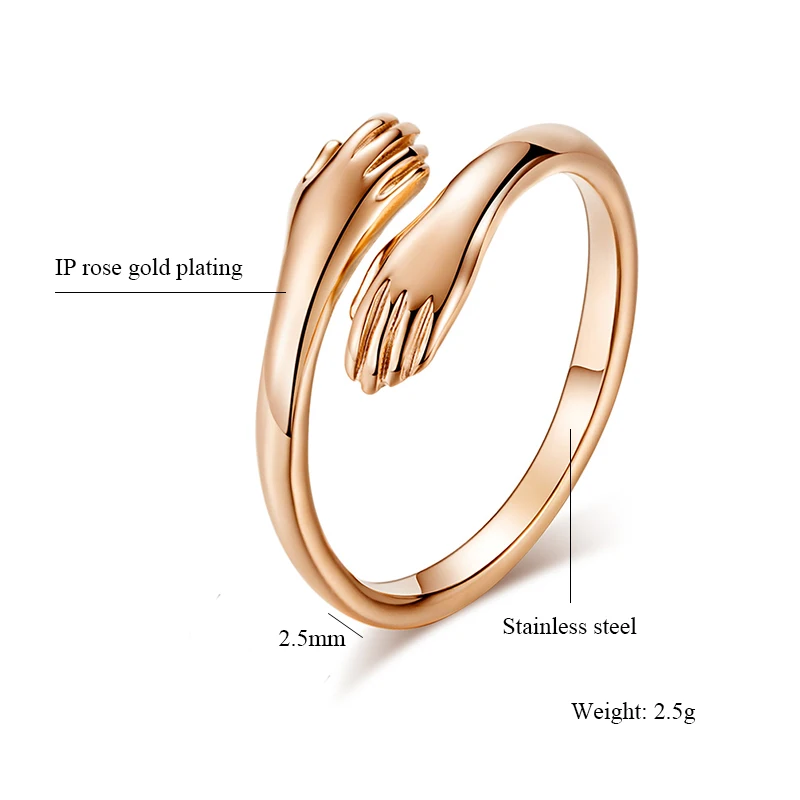Meilė Vestuvių Aljanso Žiedas, skirtas Moterims, Vyrams, Nerūdijančio Plieno, 2 Rankas Perimti Kokybės Žiedas 