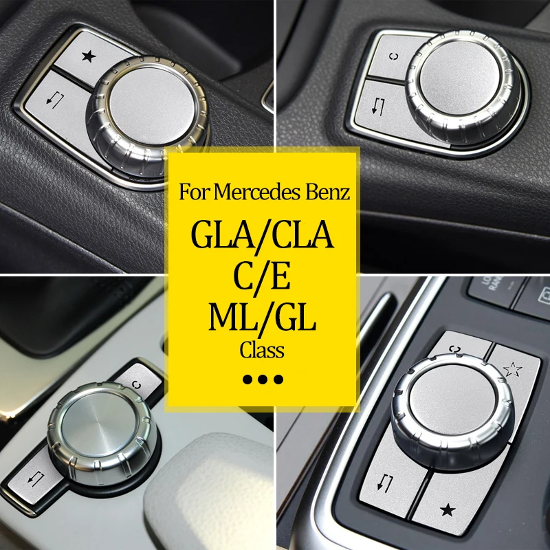 Mercedes-Benz A B C E-ClassCLA GLA GLK MLGL W204W212 W176W246X204 Aliuminio lydinio Konsolės multimedijos rankenėlę perjunkite mygtuką dangtis