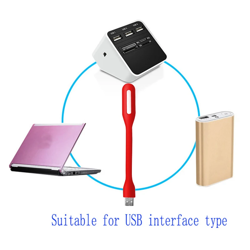 Mini Nešiojamas USB LED Lempa, 5V 1.2 W Super Šviesus Knygos Šviesos Lempa Galios Banko PC Laptop Notebook