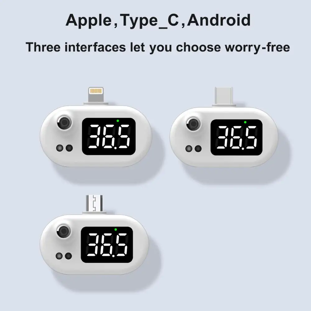 Mini Nešiojamos Infraraudonųjų spindulių USB Termometras su Tipas-C/ 
