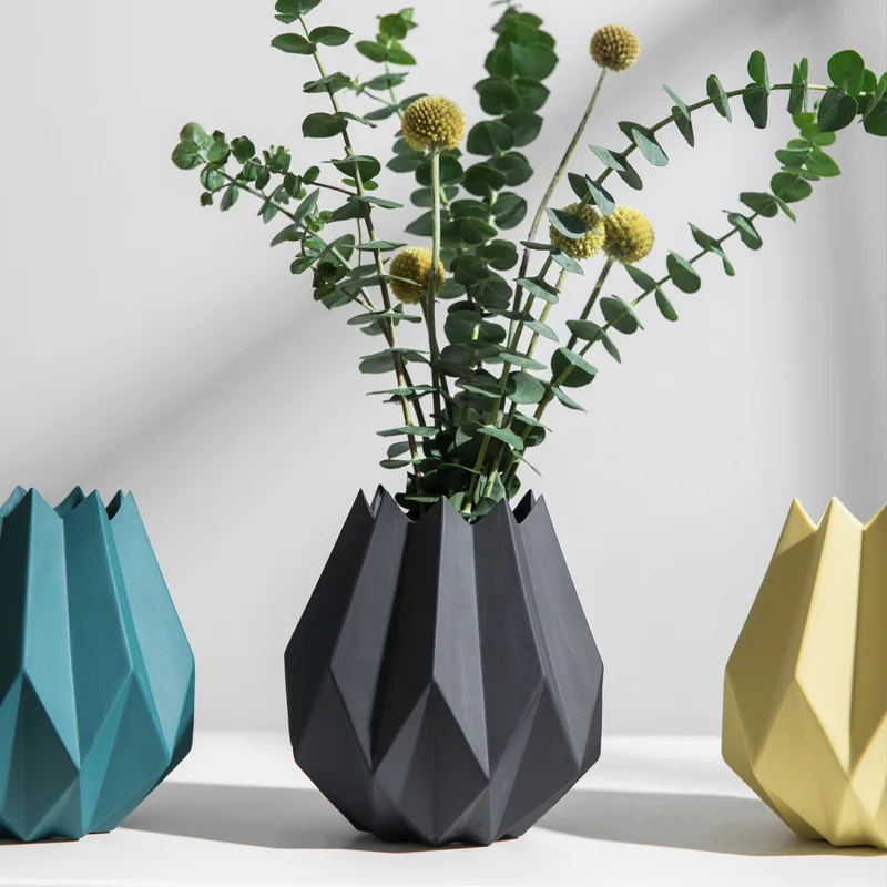 Modernus Minimalistinis Keramikos Origami Vaza Mini Vazos Gėlių Vazonas Vaza Darbalaukio Stalo Vaza Vestuvių Dekoro ir Namų Dekoro Priedai