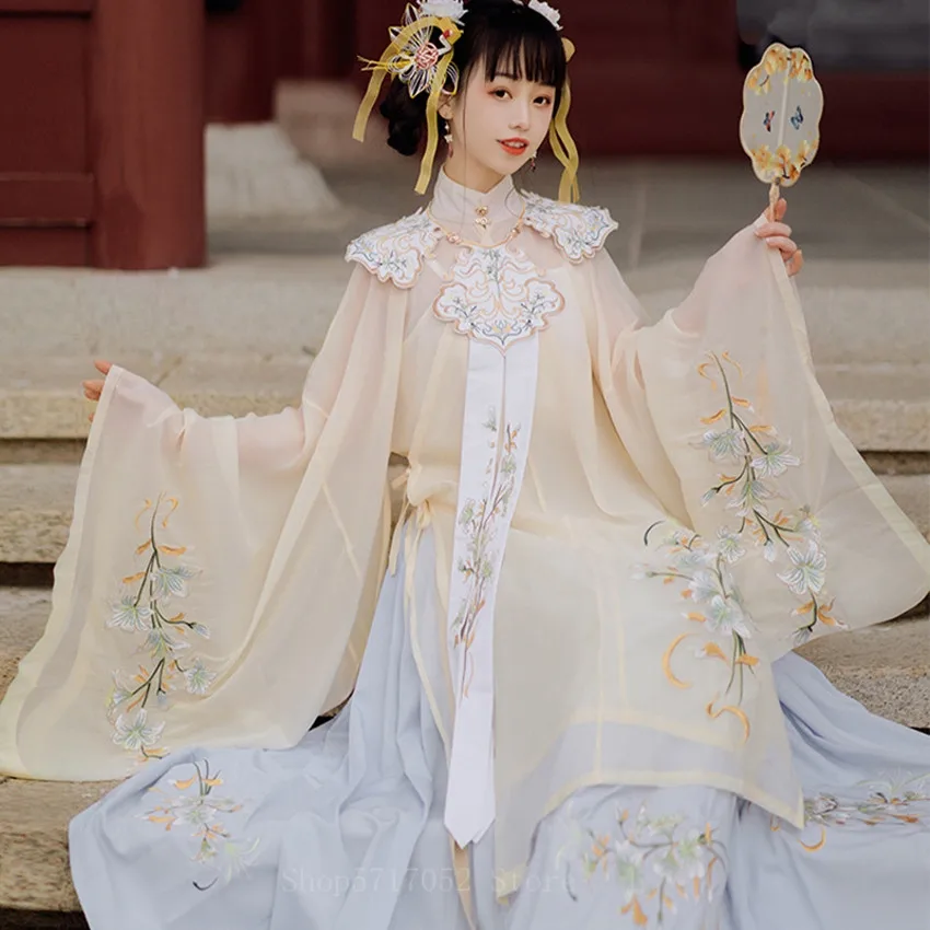 Moteris Kinijos Tradicinės Elegantiškas Retro, Liaudies Šokio Kostiumai Senovės Rytų Stiliaus Ming Dinastijos Pasakų Suknelė Siuvinėta Hanfu