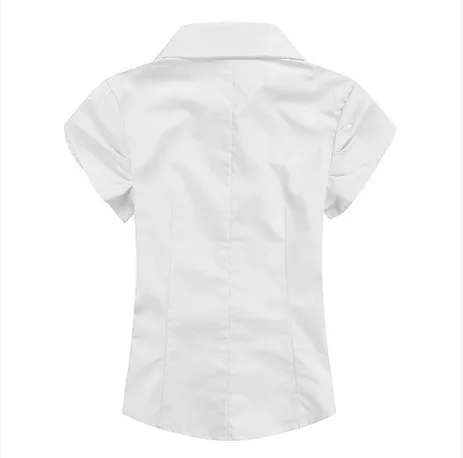 Moterų Naujų OLIS Balti Marškinėliai Moteriška Trumpas Rankovėmis darbo drabužiai Mygtuką Iki Palaidinė 