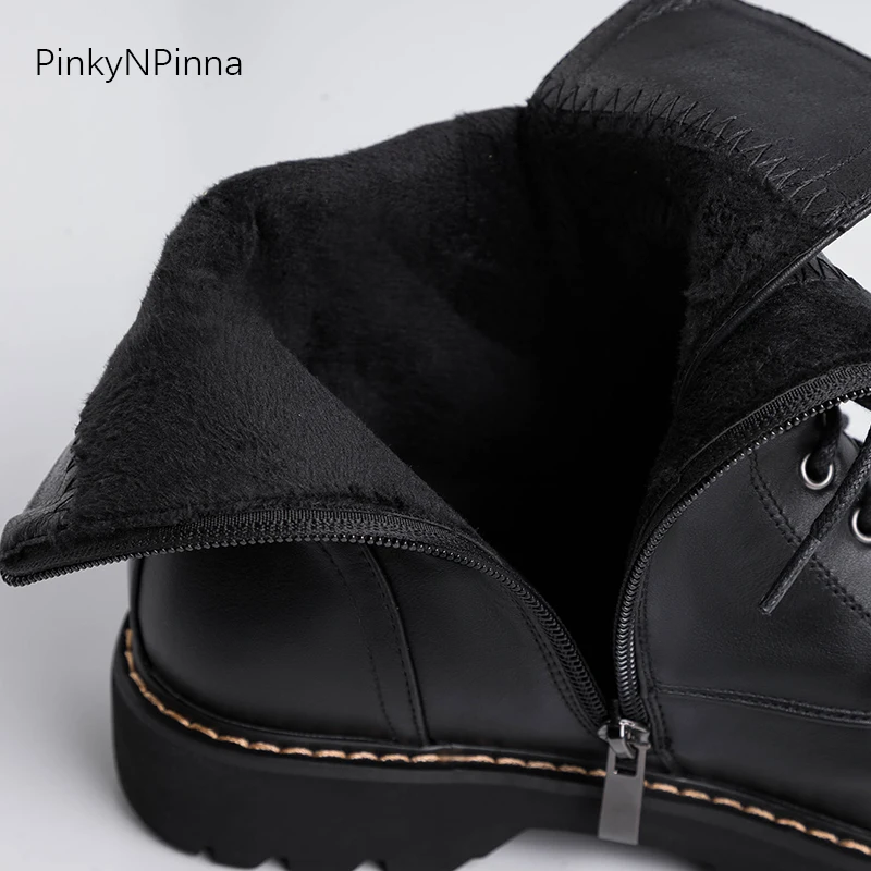 Moterų žiemos batai storio apačioje trumpas pliušinis viduje zip juoda gatvės šiltas lauko jojimo sniego bateliai punk jaunų plius dydis