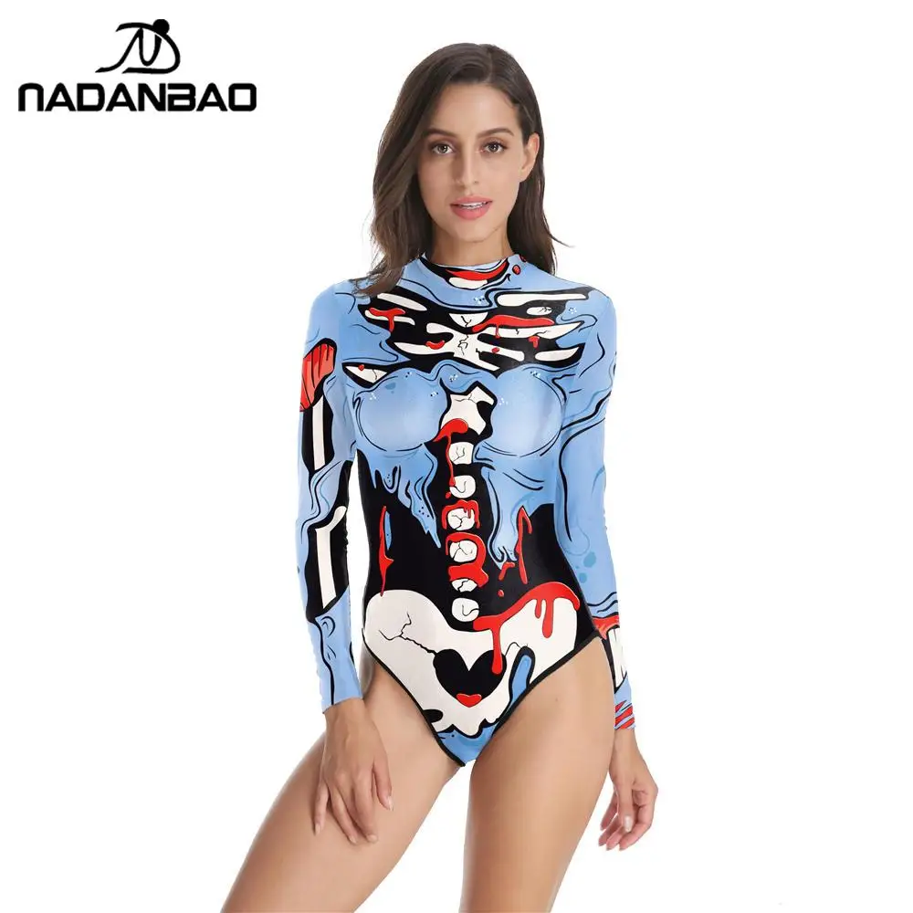 NADANBAO 2020 Naujas maudymosi Kostiumėliai, Skeletas 3D Skaitmeninio Spausdinimo Plaukimo Kostiumas vientisi maudymosi kostiumėlis Moterims