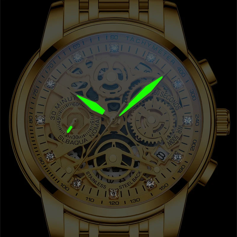 NEKTOM Rankiniai Laikrodžiai Vyrams Top Brand Prabanga Aukso Chronograph Mens Watch Aukso Didelis Ciferblatas Žmogus Laikrodis Relogio Masculino