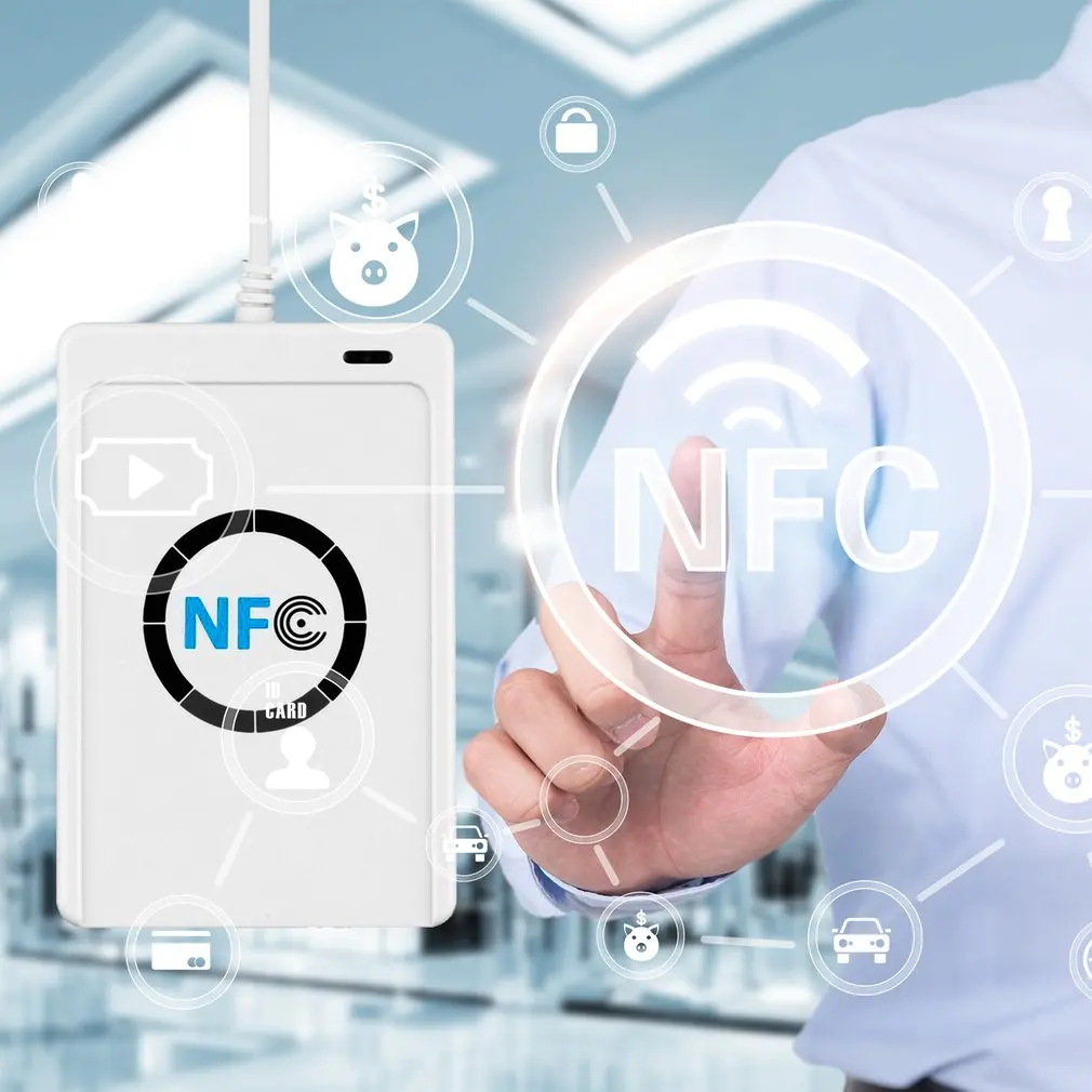 NFC RDA Bekontaktis Smart Reader Rašytojas, popierinės kopijavimo aparatų matricos Rašyti Klonas USB S50 13.56 mhz + SDK+ 5vnt Mifare IC Kortelės ACR122U