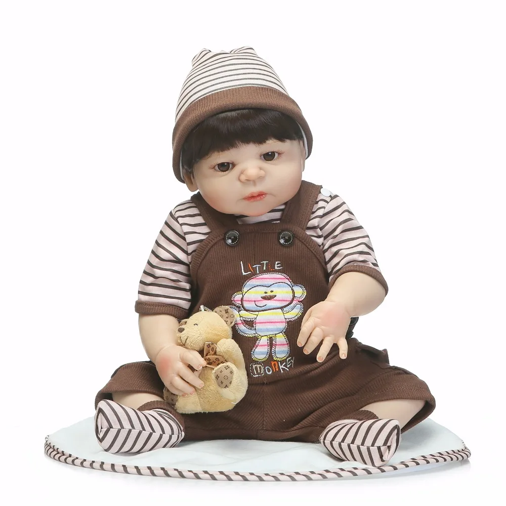 NPK 19inch 48cm visas Silikono Reborn Baby boy Lėlės Žaislas Partneris Namas Tikroviška Naujagimių bebe bonecas atgimsta vonios žaislas
