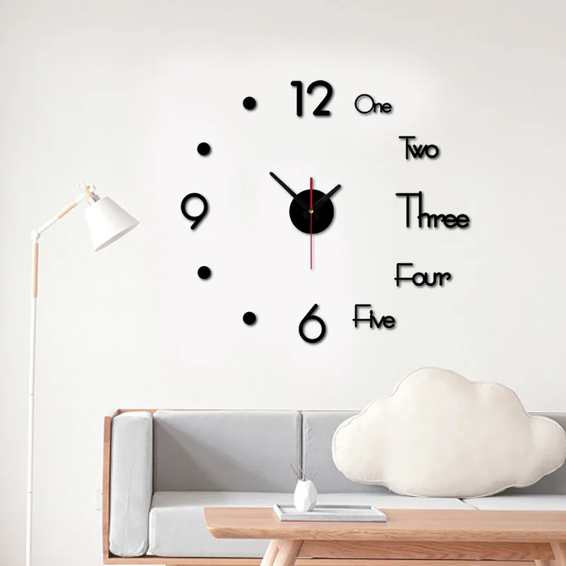 Namų Dekoro 3D Sieninis Laikrodis Šiuolaikinės Didelės Sienos Žiūrėti lipnios Sienos Lipdukas Kūrybos Akrilo Veidrodis, Laikrodis Sienos Meno Decal Kvarcas