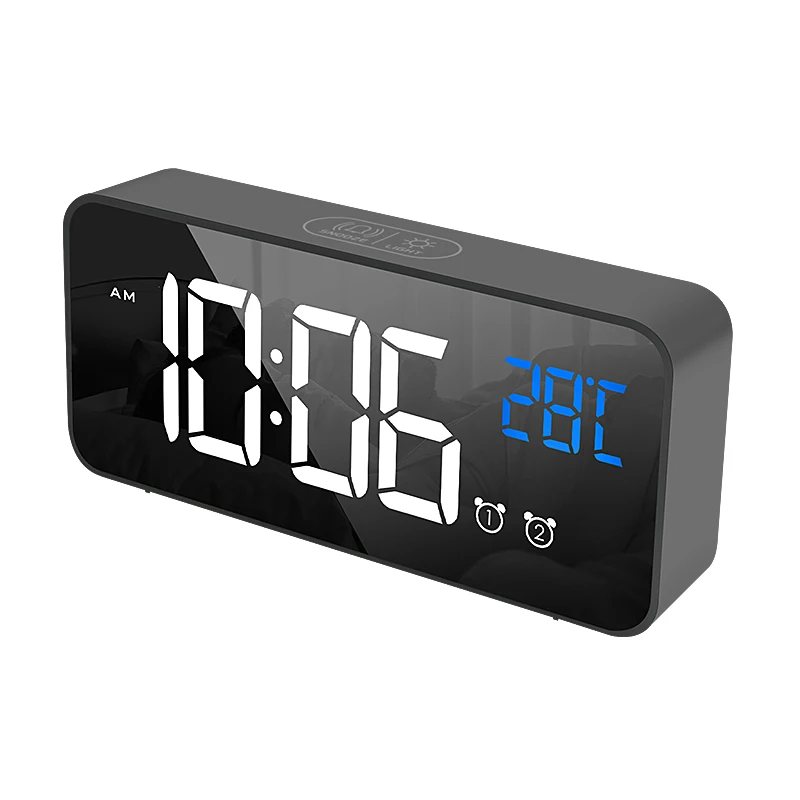 Namų Miegamąjį Kambarį Įkrovimo Naktiniai Muzika Laikrodis LED Veidrodis, Žadintuvas Garso Įjungtas Žadintuvas su Snaudimo Funkcija
