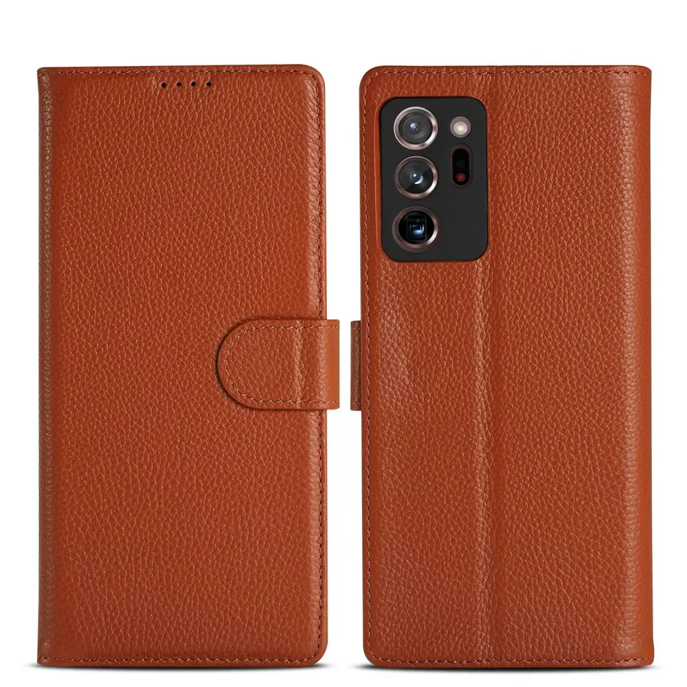 Natūralios Odos Flip Case for Samsung Galaxy Note 20 Ultra Atveju, Ličiai Grūdų Telefono Krepšiai, Dėklai, skirti Samsung Note20 Ultra Dangtis