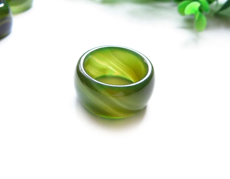 Natūralus agatas jade žiedas Unikali asmenybė rodomuoju pirštu žalia chalcedony agatas vyrų piršto ar05#