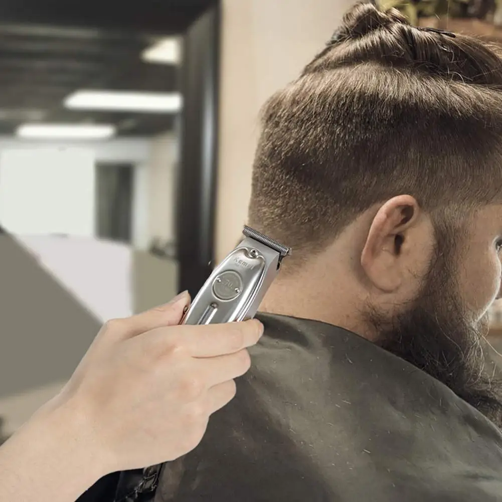 Nauja Kirpykla Profesionalūs Plaukų Clipper LCD Ekranas 0mm Baldheaded Barzdos Plaukų Žoliapjovės Vyrams 