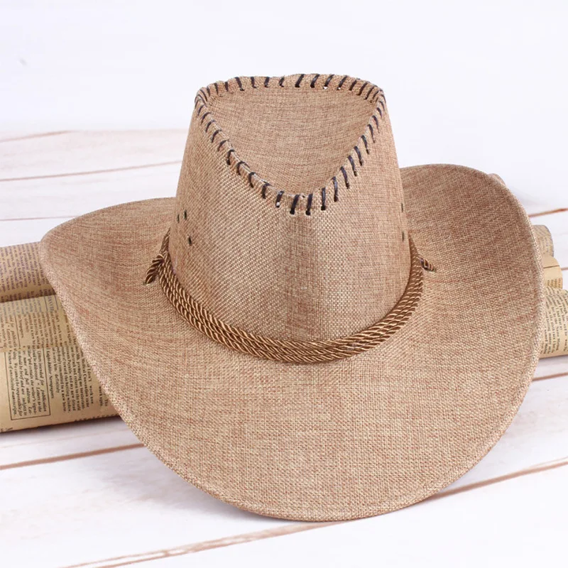 Nauja vasaros vyrų saulės skrybėlę kaubojaus skrybėlę nacionalinės vėjas skrybėlę kelionės paplūdimio skrybėlę užsienio prekybos