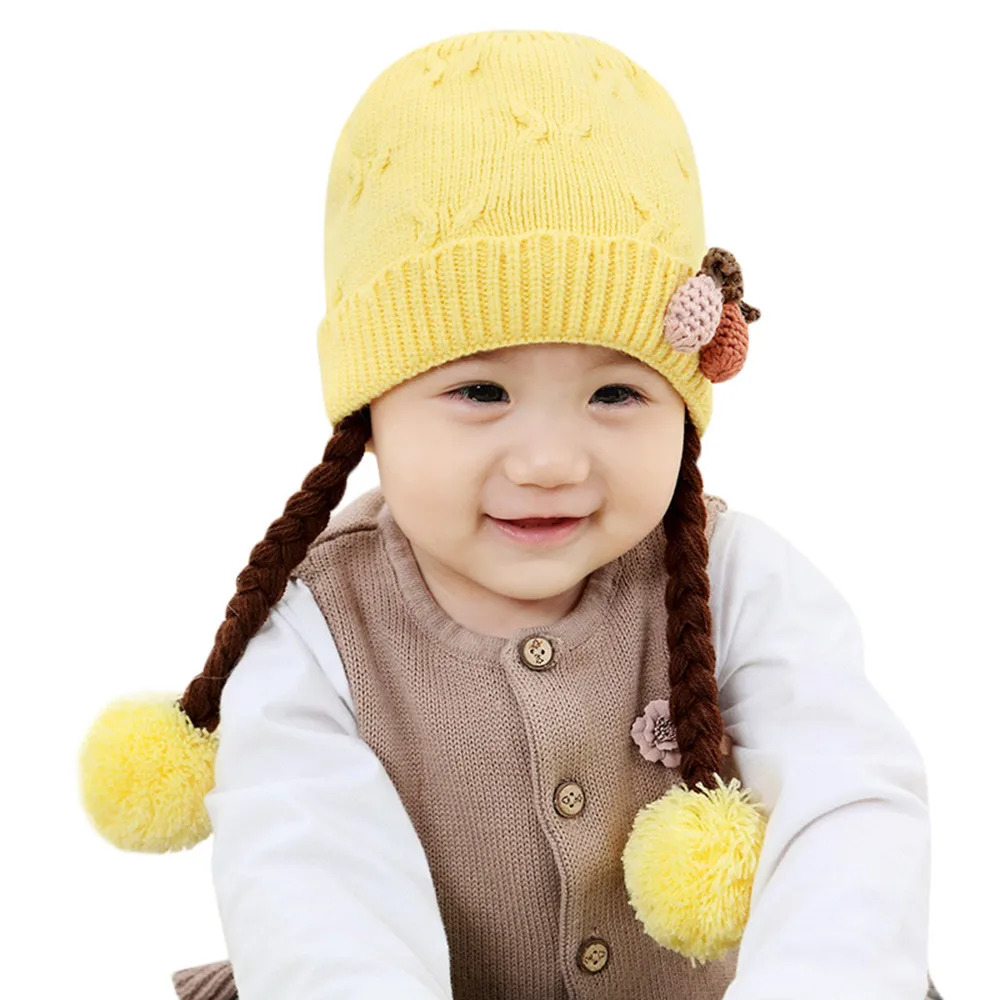 Naujagimio Skrybėlę Bžūp Mielas Žiemos Nerijos Nėrimo Mezgimo Skrybėlės Kepuraitė Pūkų Kamuoliuką Vaikams, Vaikiška Mergaičių, Kūdikių Bžūp