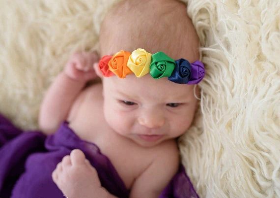 Naujagimio Spalvinga Gėlių Pumpurų Šukuosena Vaivorykštė Gėlių Plaukų Juosta Fotografijos Prop Kūdikių Šaudyti Aksesuaras Kūdikių Galvos Apdangalai