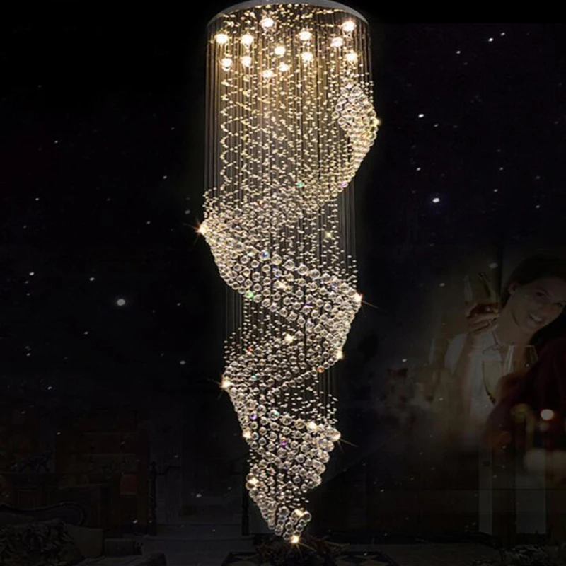 Naujas, Modernus Krištolo Sietynas, Dėl Spiralės Interjero Kopėčių Prabanga Koridoriaus LED Kristalų Liustra