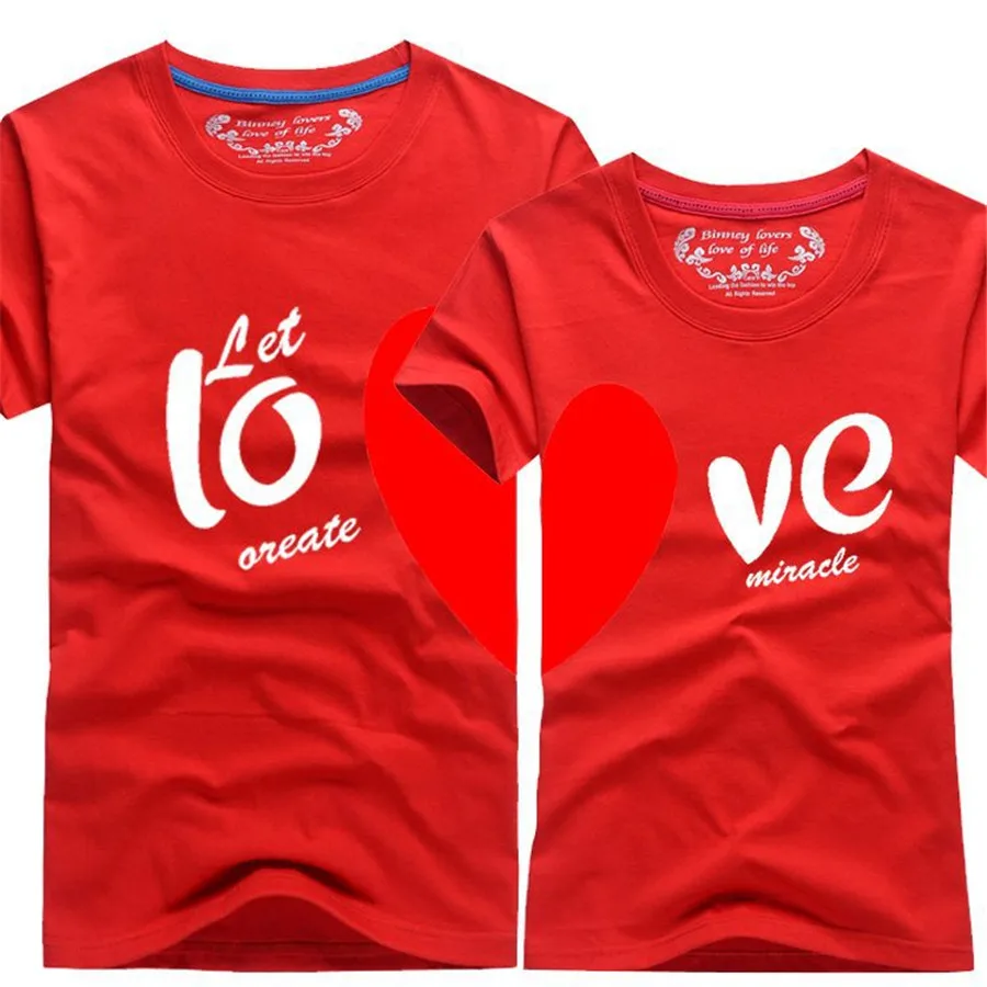 Naujas trumpas Rankovės Marškinėliai Unisex Raudona Meilės Širdis Pora Stilių, Spausdinimo, Medvilnės Viršuje Tee Atsitiktinis O Kaklo Drabužių Streetwear