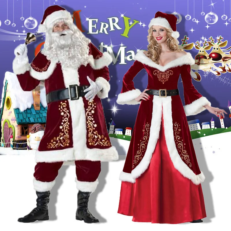 Naujausias Kalėdinių Kostiumų Santa Claus Kostiumas Kostiumas Suaugusiųjų Pora Veiklos Kostiumas Nustatyti Apranga