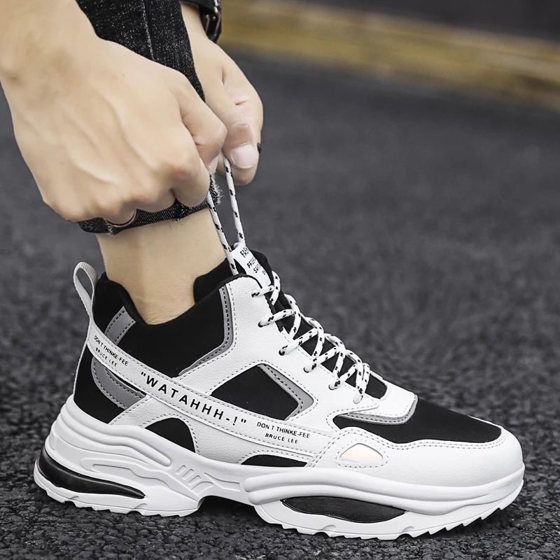 Nauji vyriški batai minkšti sportiniai bateliai aukštos viršų batai, bėgimo bateliai ins bateliai, laisvalaikio bateliai patogus šviesos kvėpuojantis batai