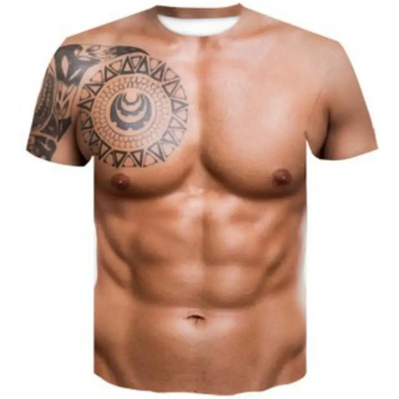 Naujų raumenų vyras spausdinami 3D T-shirt apvalus kaklas trumpas rankovės ponios T-shirt vyrams laisvalaikio moteriški marškinėliai topai