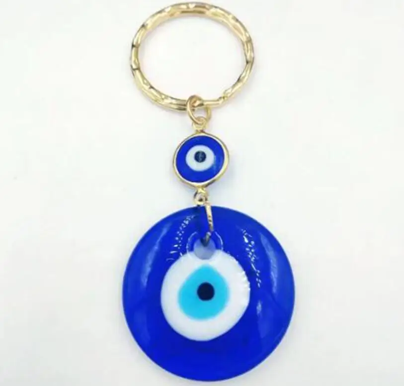Nemokama Laivas! Mėlynos spalvos stiklo karoliukai, graikijos, turkijos blogos akies sienos kabo Amuletas, Kabala & Blogio Akių Apsauga Keychain Raktų Žiedas