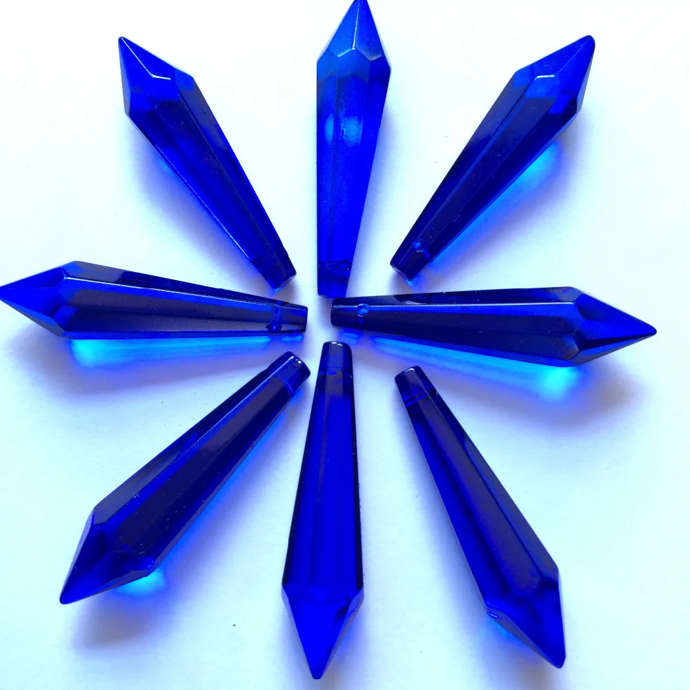 Nemokamas pristatymas 100vnt 53mm Gražus mėlyname Krištolo Stiklo U-lašas Varveklis Šviestuvo dalis Crystal Prizmės Už Stalo Lempa dalys