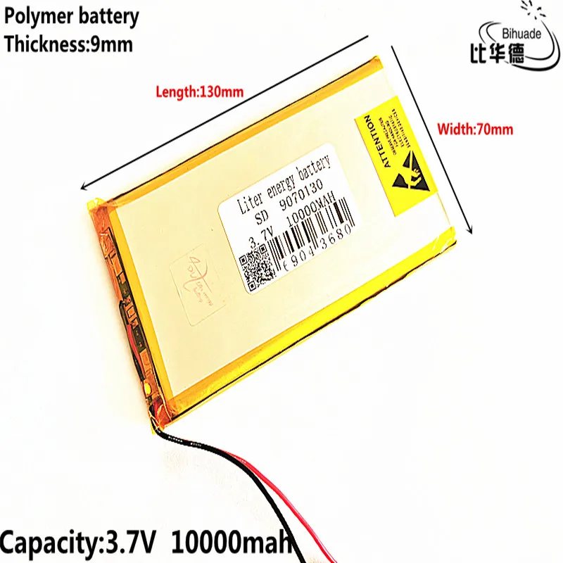 Nemokamas pristatymas Polimero baterijos 10000 mah 3.7 V 9070130 smart home MP3 garsiakalbiai Li-ion baterija dvr,GPS,mp3,mp4,mobilųjį telefoną,kalbėti