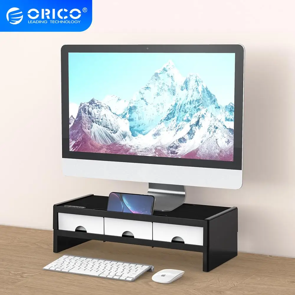 ORICO Darbalaukio Monitoriaus Stovas Stovo Laikiklio Laikiklis Multi-funkcija, su 3 Stalčių talpinimo Organizatorius Sąsiuvinis Home Office PC