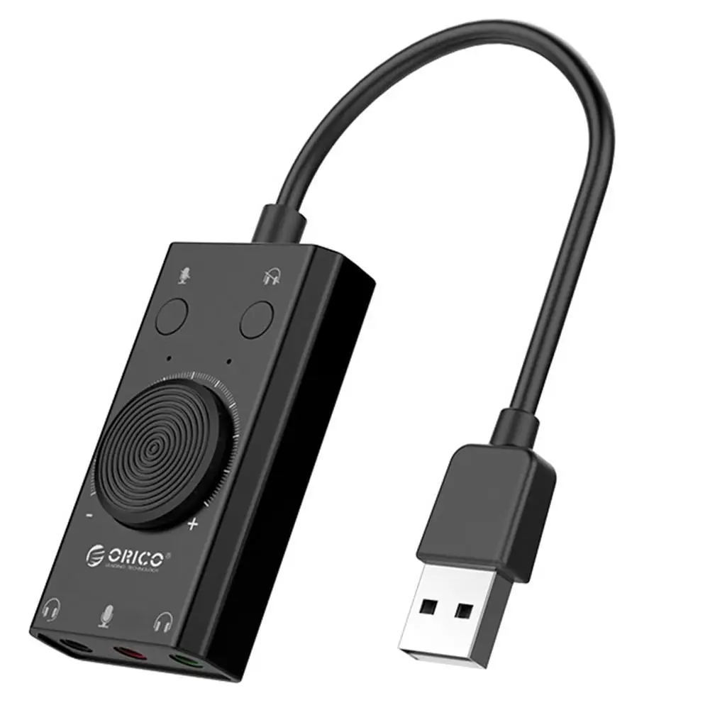 ORICO SC2 Išorinė USB Garso plokštė Garsas Reguliuojamas 3-Port Mic Ausinės Garso Kortelės Adapteris, skirtas Windows, Mac OS, Linux PC