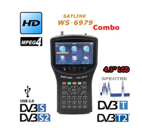 Originalus Satlink WS-6979 DVB-S2&DVB-T2 Combo skaitmeninis palydovinės ieškiklis Spektro analizatorius žvaigždynas WS 6979 metrų ieškiklis