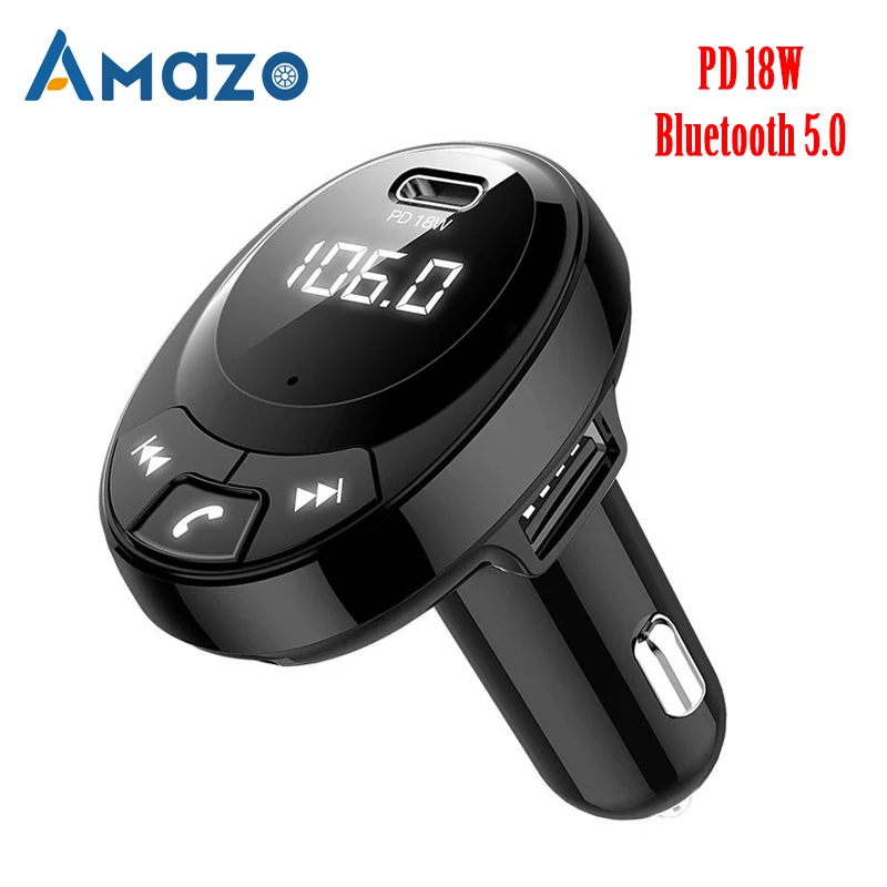 PD 18W Automobilių FM Siųstuvas Bluetooth 5.0 Transmiter Dual USB + C Tipo Automobilinis Įkroviklis Adapteris, Skirtas Automobilių, Motociklų, Žiebtuvėlio