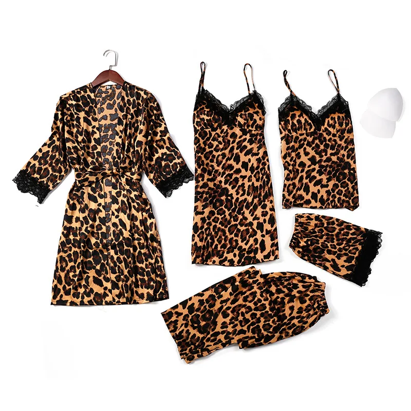 Pink Leopard Print Pižamos Moterims, Seksualus apatinis Trikotažas Vasaros diržas Šortai Ponios Pižama Rinkiniai Sleepwear Naktį Kostiumas